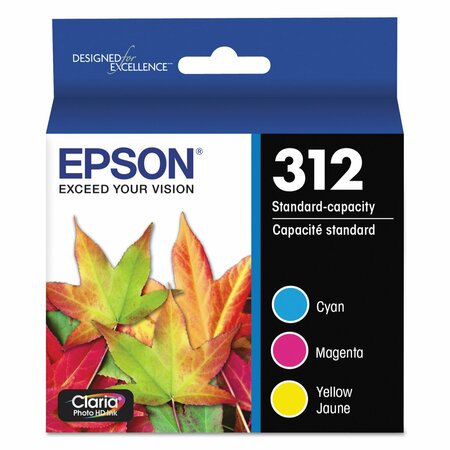 EPSON T312923-S (312XL) Claria High-Yield Ink, 360 Page-Yield, Cyan/Magenta/Yellow, PK3 T312923-S
